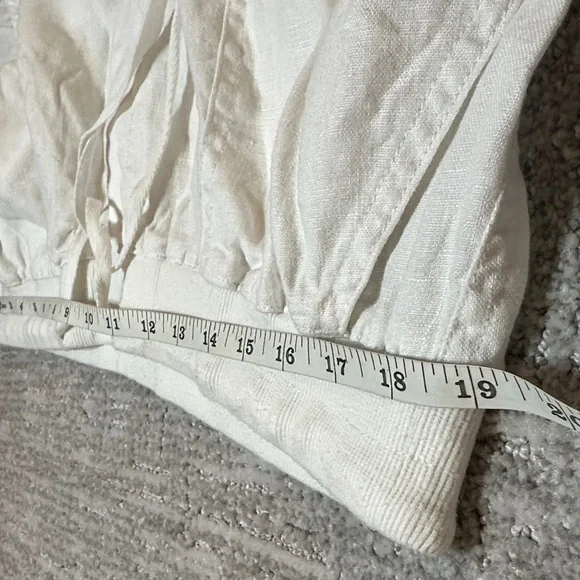 White Linen Drawstring Pants - Picture 5 of 6